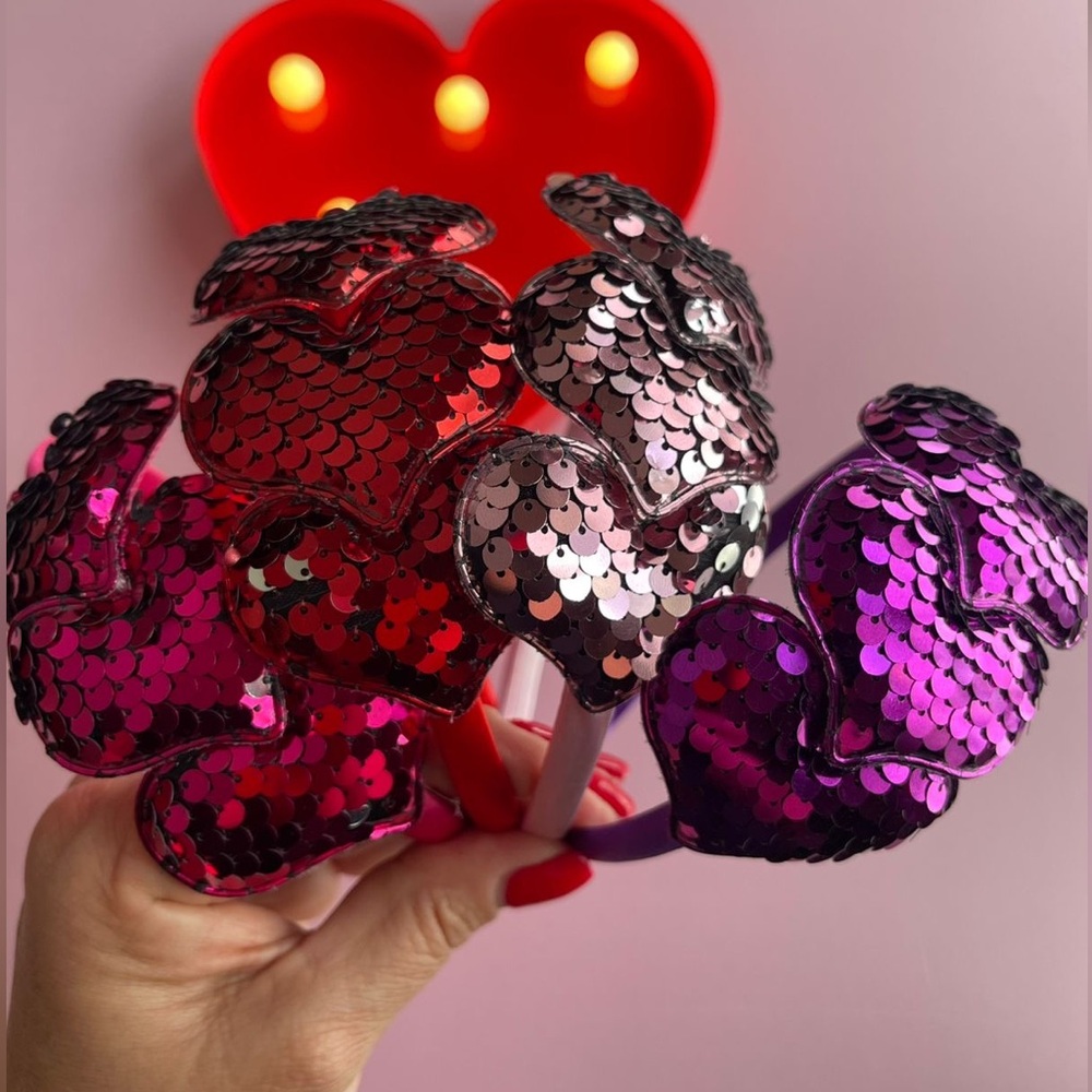 Sequin Heart Headbands